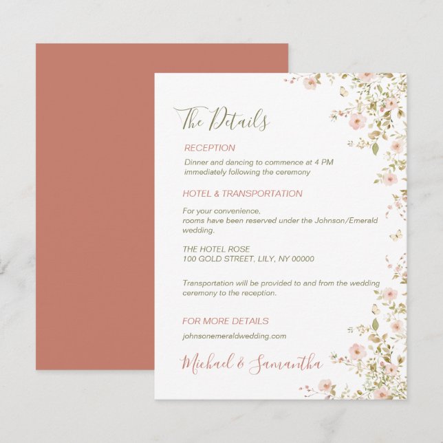 Wilde Rose Begleitkarte (Vorne/Hinten)