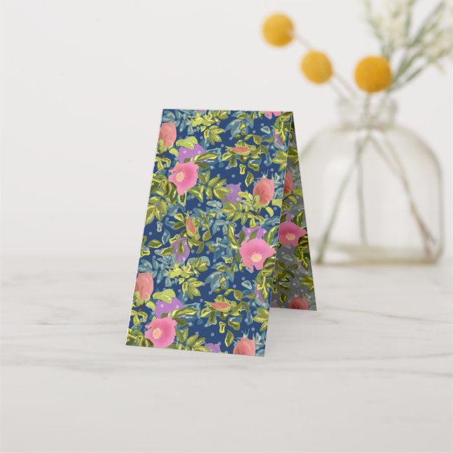 Wilde Rose, blauer Hintergrund, wilde Rose, Rose,  Treuekarte (Vorderseite)