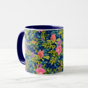 Wilde Rose, blauer Hintergrund, wilde Rose, Rosen, Tasse