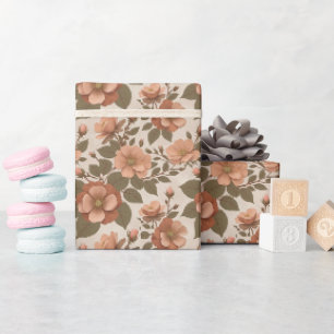 Wilde Rose blüht in erdigen Terrakotta-Tönen Geschenkpapier