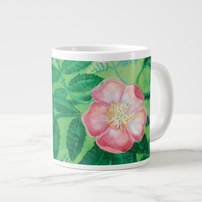 Wilde Rose Blume Jumbo-Tasse (Vorderseite Rechts)