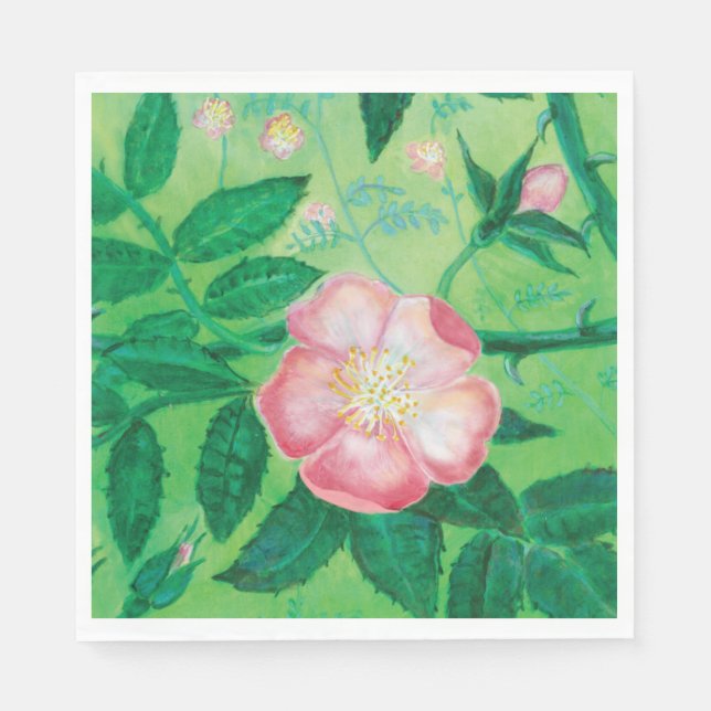 Wilde Rose Blume Serviette (Vorderseite)