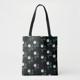 Wilde Rose - Blumenmuster auf schwarzem Hintergrun Tasche