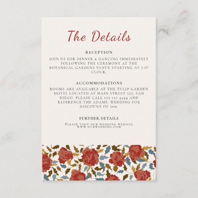 Wilde Rose Floral Petals Garden Affair Wedding Begleitkarte (Vorderseite)