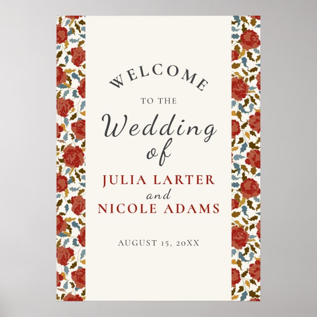 Wilde Rose Floral Petals Garden Affair Wedding Poster (Vorne)