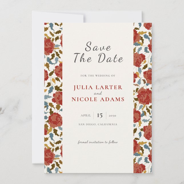 Wilde Rose Floral Petals Garden Affair Wedding Save The Date (Vorderseite)
