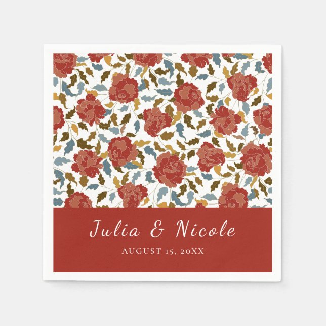 Wilde Rose Floral Petals Garden Affair Wedding Serviette (Vorderseite)