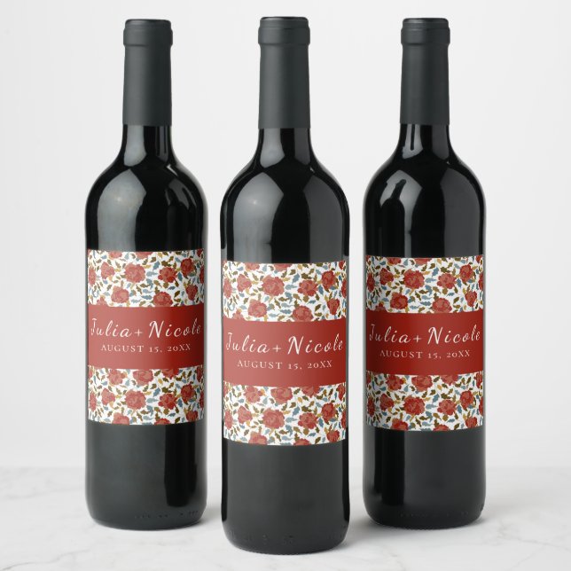 Wilde Rose Floral Petals Garden Affair Wedding Weinetikett (Flaschen)