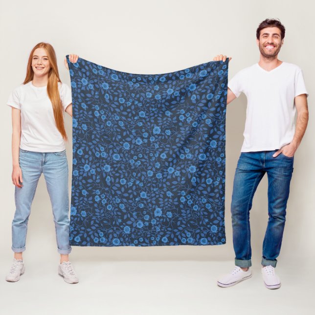Wilde Rose in blau Fleecedecke (Beispiel)