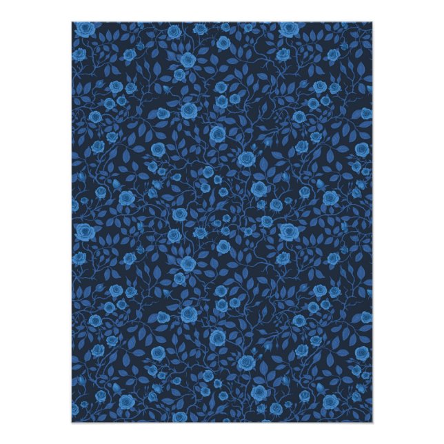 Wilde Rose in blau Poster (Vorderseite)