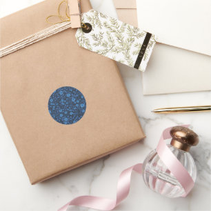 Wilde Rose in blau Runder Aufkleber
