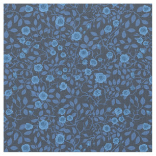 Wilde Rose in blau Stoff