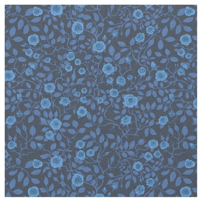 Wilde Rose in blau Stoff (Nahaufnahme)