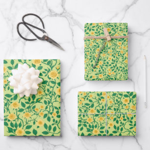 Wilde Rose in Gelb und Grün Geschenkpapier Set