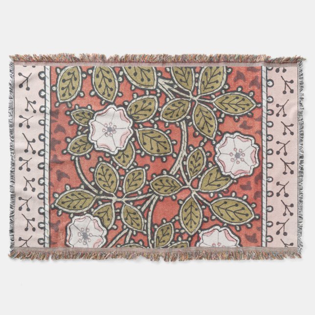 Wilde Rose Kunst Illustration Blume Vintag Decke (Vorderseite)