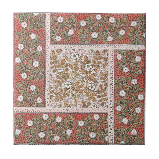 Wilde Rose Kunst Illustration Blume Vintag Fliese (Vorderseite)