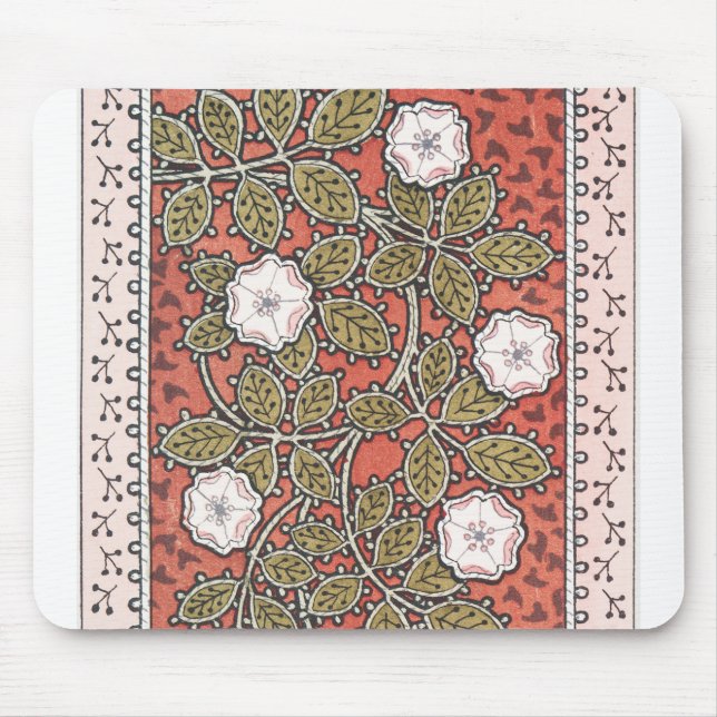 Wilde Rose Kunst Illustration Blume Vintag Mousepad (Vorne)