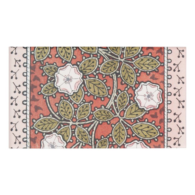 Wilde Rose Kunst Illustration Blume Vintag Namenschild (Vorderseite)