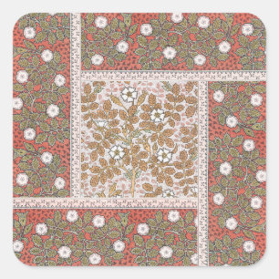 Wilde Rose Kunst Illustration Blume Vintag Quadratischer Aufkleber