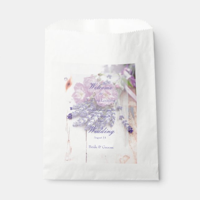 Wilde Rose & Lavender Sommer-Blume Hochzeit Geschenktütchen (Vorderseite)