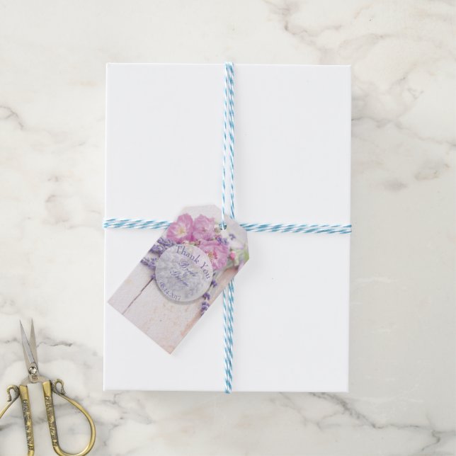 Wilde Rose & Lavender Summer Blume Vielen Dank Geschenkanhänger (Mit Garn)