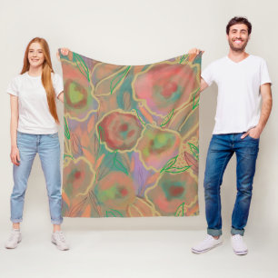 Wilde Rose mehrfarbig Fleecedecke