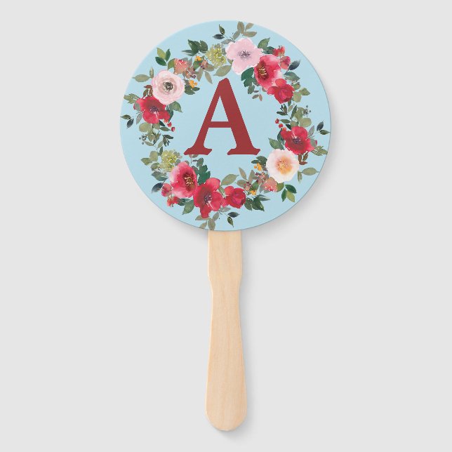 Wilde Rose mit Hintergrund von Spun Sugar Blue Fächer (Vorderseite)