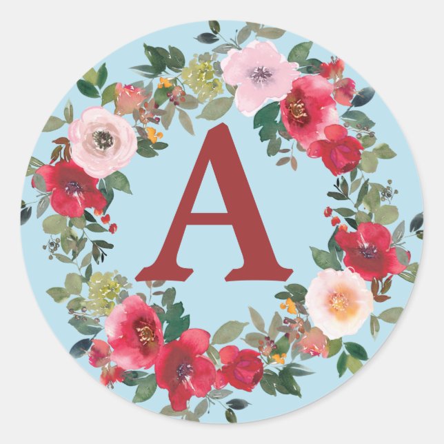 Wilde Rose mit Hintergrund von Spun Sugar Blue Runder Aufkleber (Vorderseite)