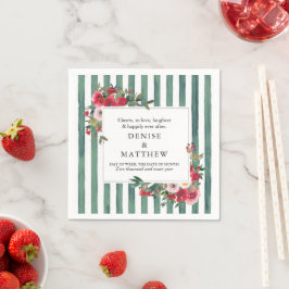 Wilde Rose Napkins auf grünem Grund Serviette