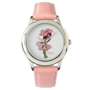 Wilde Rose Niedliche Blume Kind Blumenzwitscher Armbanduhr