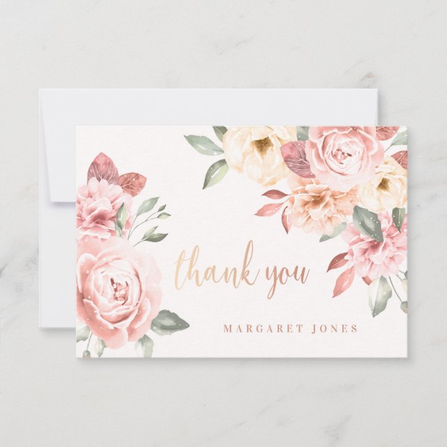 Wilde Rose Personalisiert Danke Notiz Card Einladung (Vorderseite)
