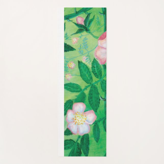 Wilde Rose Rosa Canina blühend Yogamatte (Vorderseite)