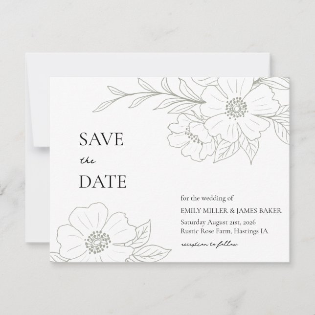 Wilde Rose Sage Save the Date einfach (Vorderseite)