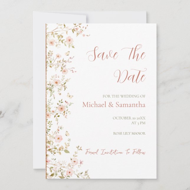 Wilde Rose Save The Date (Vorderseite)