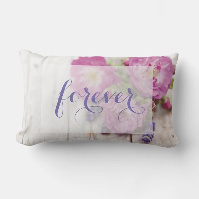 Wilde Rose und Lavendel Sommer Blume für immer Lendenkissen (Vorderseite)