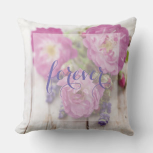 Wilde Rose und Lavendel Sommerhochzeit für immer B Kissen