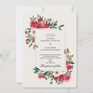 Wilde Rose und Schneeweiße Hochzeit Einladung