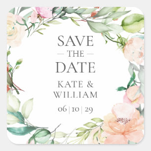 Wilde Rose Wasserfarben Garland Gefallen Quadratischer Aufkleber
