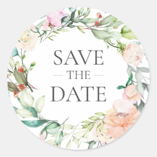 Wilde Rosen-Blumengirlande Save-the-Date-Geschenk Runder Aufkleber