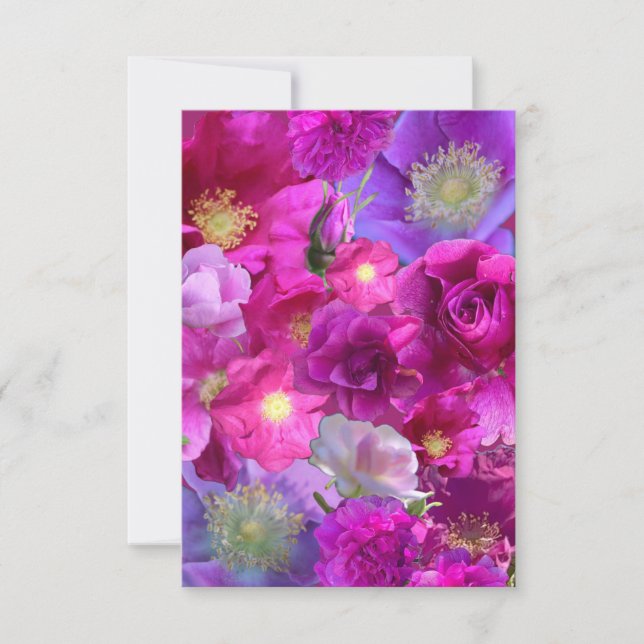 Wilde Rosen Collage Mitteilungskarte (Vorderseite)