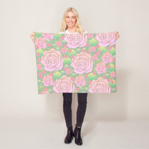 Wilde Rosen Fleecedecke