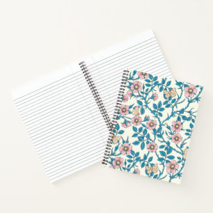 Wilde Rosen und Schmetterlinge /rosa/blau/weiß Notizbuch