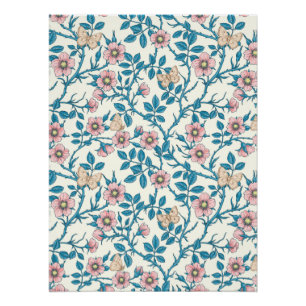 Wilde Rosen und Schmetterlinge /rosa/blau/weiß Poster