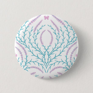 Wilde Rosen und Schmetterlinge /rosa/hellgrün/gelb Button