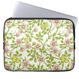 Wilde Rosen und Schmetterlinge /rosa/hellgrün/gelb Laptopschutzhülle