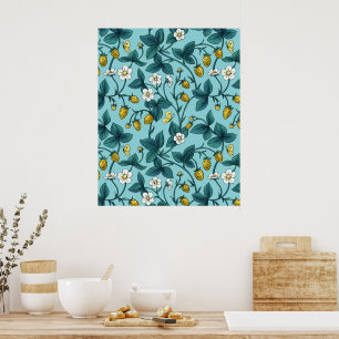 Wilde Rosen und Schmetterlinge /rosa/hellgrün/gelb Poster