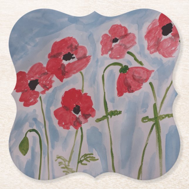 Wilde Rote Mohnblumen Untersetzer (Vorderseite)