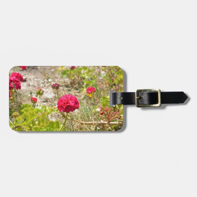 Wilde rote Pelargonien Gepäckanhänger (Vorderseite horizontal)