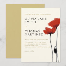 Wilde rote Poppies Gold Ecru Rustikale Hochzeit