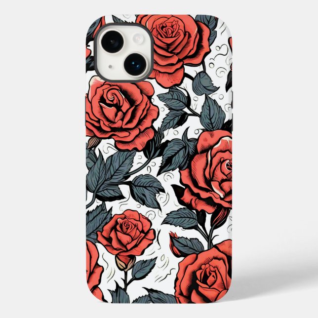 wilde rote Rosen Case-Mate iPhone 14 Plus Hülle (Rückseite)